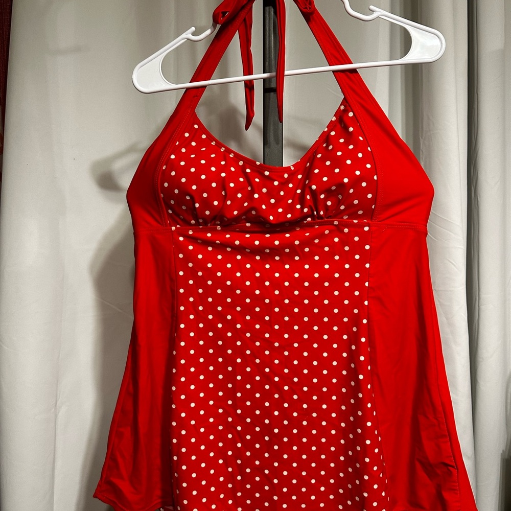 New 2PC Tropical Red Mix Shelf Bra Tankini Set